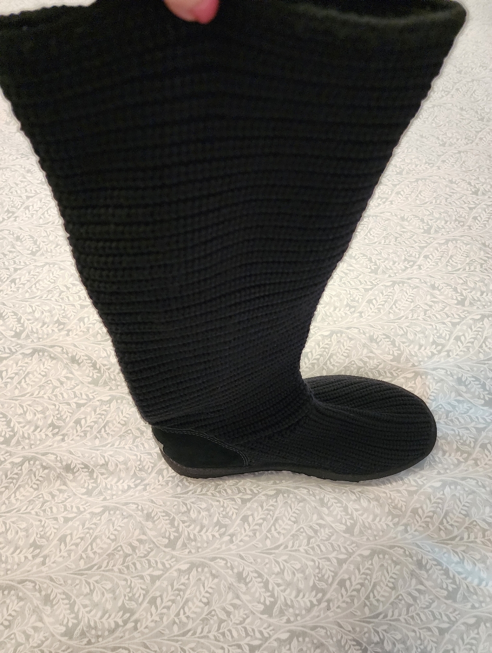 NWOB Women's UGG Australia Black Classic Cardy Knit Tall Boots, Size 10 - Picture 15 of 15
